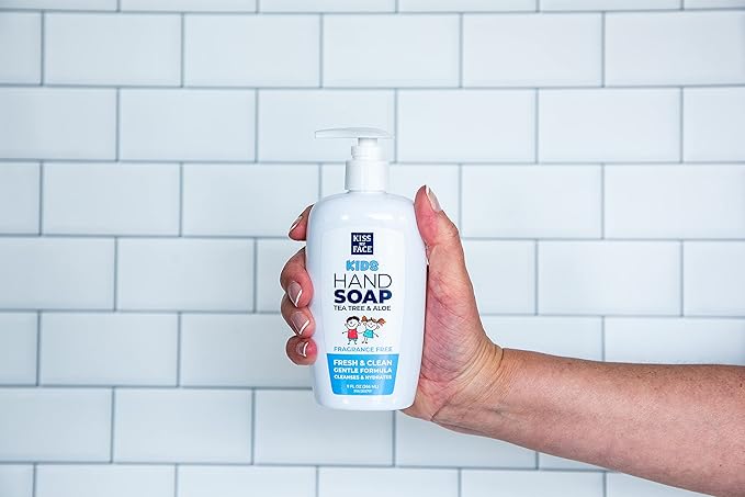 Kiss My Face Kids Hand Soap, Fragrance-Free, Cleanse And Hydrate Skin, Vegan & Cruelty-Free, Easy To Use Hand Soap Pump, Suitable For Sensitive Skin, 9 Fl Oz Bottle