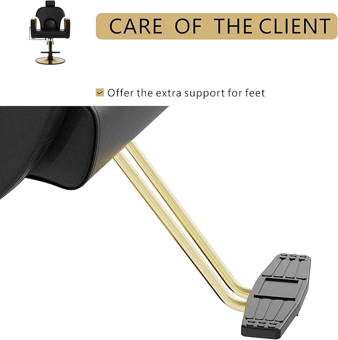 Barber Chair, Reclining Hair Salon Chair, 360 Degrees Swivel Styling Chair, Height Adjustable Hydraulic Shampoo Chairs, Spa Equipment (Black)