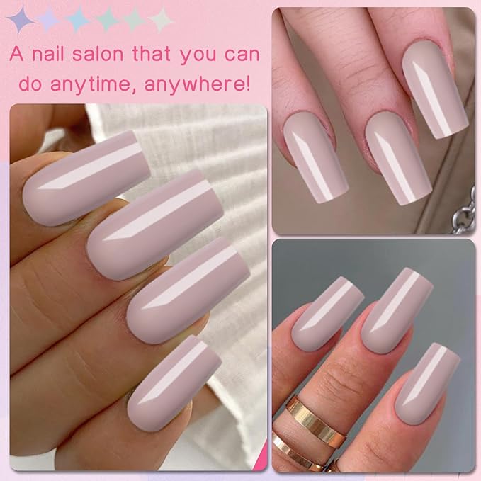 LuckForever 240pc Square Press on Nails Long Fake Nails Glue Press on Nails Square Nail Tips Full Cover Nude Tan Acrylic Nails Press ons Nail False Fingernail with Glue Adhesive Tabs for Women Girls