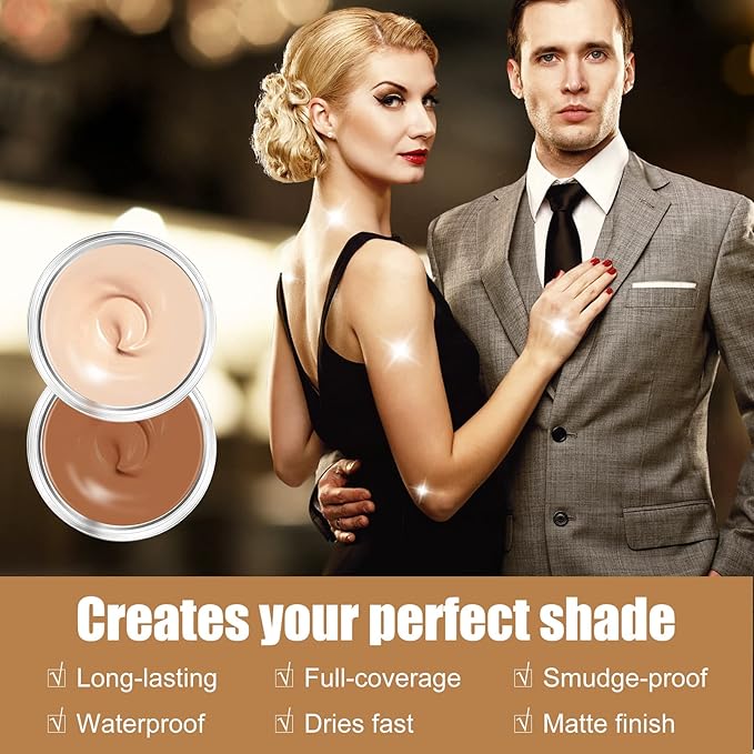 Tattoo Cover Up Makeup Waterproof, 2 Colors Full Coverage Concealer for Tattoos, Scars & Dark Spots, Sweatproof & Transfer-Resistant