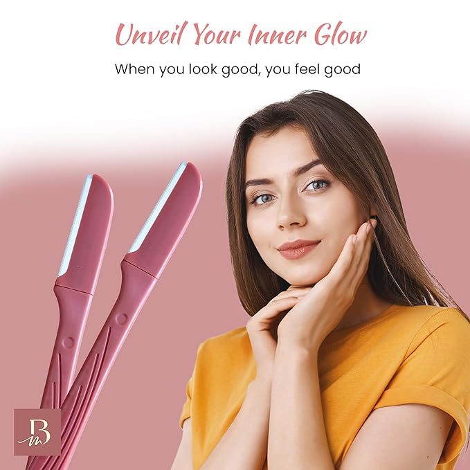 Premium Women Touch-up Dermaplaning Tool with precision cover, Eyebrow Razor, Face Razors for Women, Facial Razor, Dermaplaning Razor, Womens Face Razor Peach Fuzz Remover, exfoliating razor
