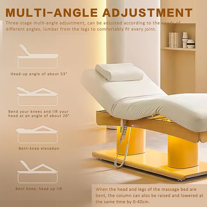 Electric Facial Bed - Massage Table,Spa Beauty Treatment Table & Lash Bed for Tattoo Shop with One-Button Lift (4.0 Motor)
