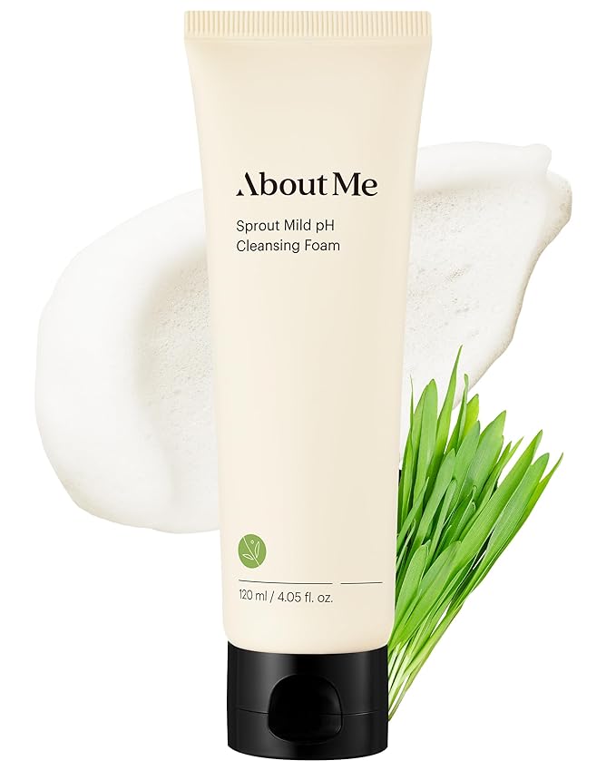 About Me Sprout Mild pH Cleansing Foam – Korean Wheat Broccoli Sprout Extract Face Wash for All Skin Types – Daily Gentle Cleansing with Amino Acids – Korean Skin Care – 4.05oz, 120ml