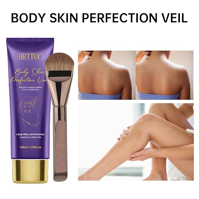 Body Coverage Perfector with Brush - Waterproof Leg & Body Makeup for Skin Imperfections & Uneven Tone, Transfer-Resistant Natural Finish Concealer, Flawless Looking Legs (Natural Radiance)