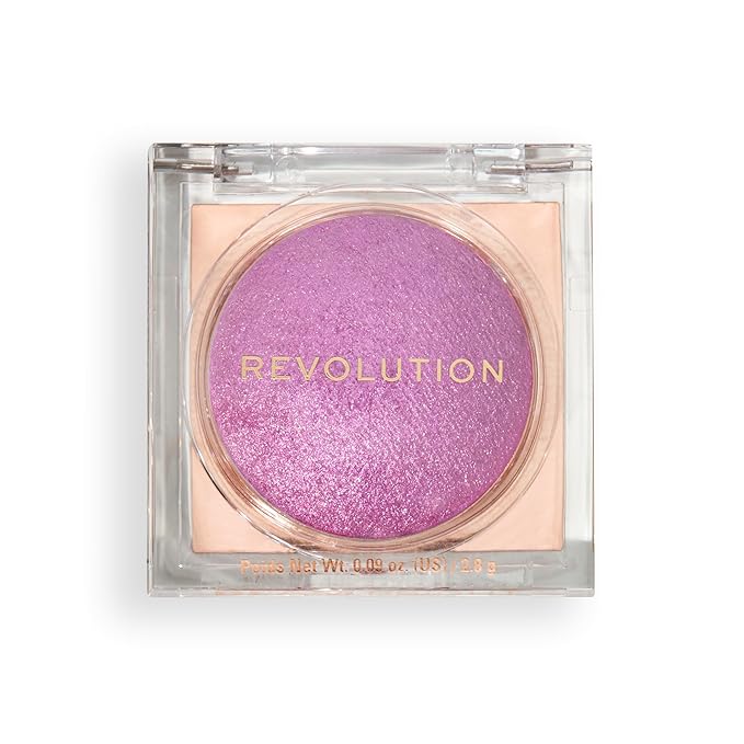 Revolution, Beam Bright Blush, Blendable & Buildable Face Powder Blush, Luminous Finish for Radiant Cheeks, Vegan & Cruelty-Free, Lick of Lilac Purple, 0.09 Oz