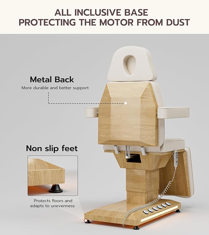 OKAKOPA Fully Electric Massage Table for Esthetician, Professional Treatment Table Facial Bed Used in Spa Beauty Salon, Tattoo Aesthetic Chair, Off-White