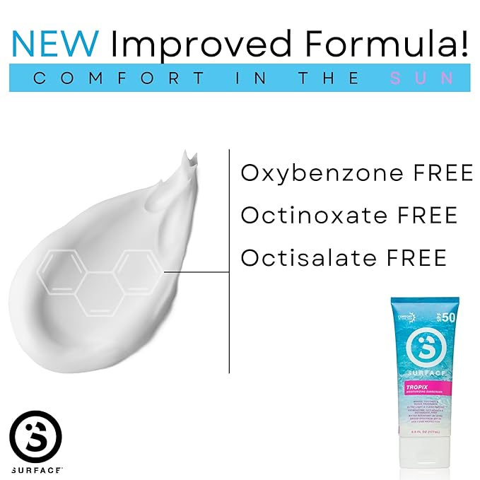 Surface TROPIX Sheer Touch Sunscreen Lotion-Oxybenzone, Octinoxate & Octisalate FREE - Hawaii 104 Reef Act Compliant – Water Resistant UVA/UVB Protection - 6oz - SPF 50-1 Count