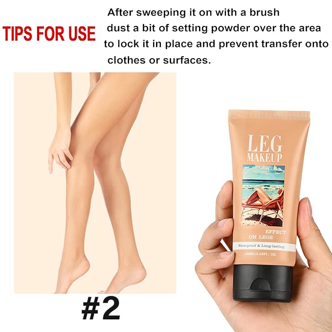 Legs Makeup Waterproof with Brush - No Transfer Body Concealer for Varicose Veins Appearance, Tattoo & Scar Cover Up for All Skin Tones, Waterproof (Medium)
