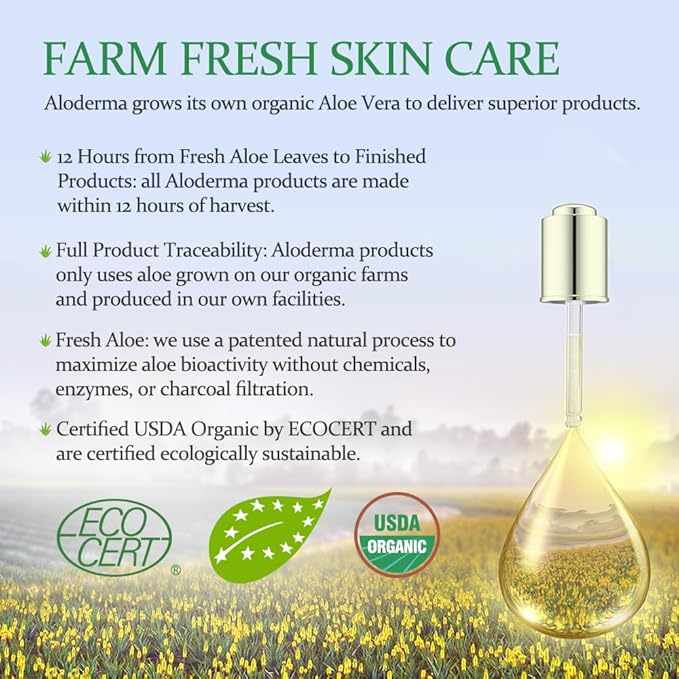 Aloderma 99% Organic Aloe Vera Gel for Face Made within 12 Hours of Harvest, Natural Hydrating Pure Aloe Vera for Soothing Skincare, Moisturizing Aloe Gel for Skin, Face, Sensitive Skin, 4oz - 2ct