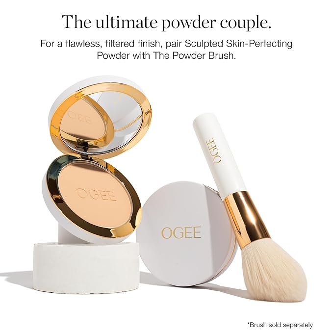 Ogee Sculpted Skin-Perfecting Makeup Setting Powder - Ochre - FULL SET (Case & Refill) - Lightweight Powder Foundation Made with 70% Organic Ingredients