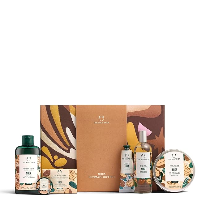 The Body Shop Shea Ultimate Gift Set - 6 Piece Set, Shower Cream, Lip Butter, Bar Soap, Hand Balm, Body Mist, Body Butter, Vegan