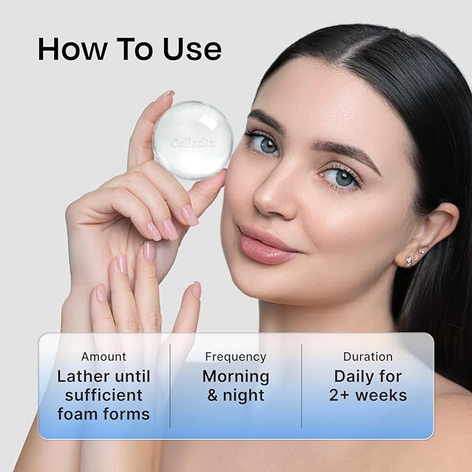 Celladix Crystal Facial Cleansing Soap with Tray – Gentle Morning Cleanser for Oily Skin, 0.00% Irritation, korean skincare 3.17oz (90g) 1ea