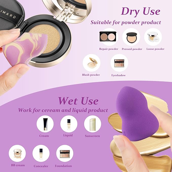 7-Pack Colorful Makeup Sponge Set - Latex-Free Makeup Sponges for Foundation & Concealer, Ultra Soft Blending Cosmetic Sponge with Gourd-Design, Quick-Dry & Save Liquid Foundation