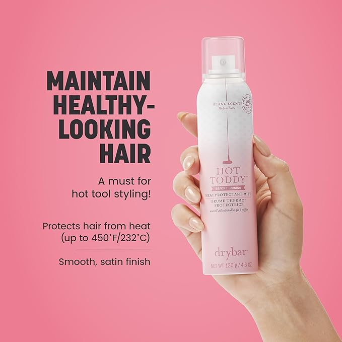 Drybar Hot Toddy Heat Protectant Mist Blanc Scent - Full Size| Lightweight Heat Protectant for Hair protects from Heat & Styling with Curling, Straightening and Styling Irons