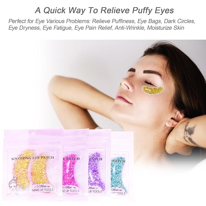 Under Eye Patches for Puffy Eyes, Hot Cold Treatment Cooling Gel Eye Pads Eye Mask for Wrinkles Dark Circles Puffiness Eye Bags 6PCS