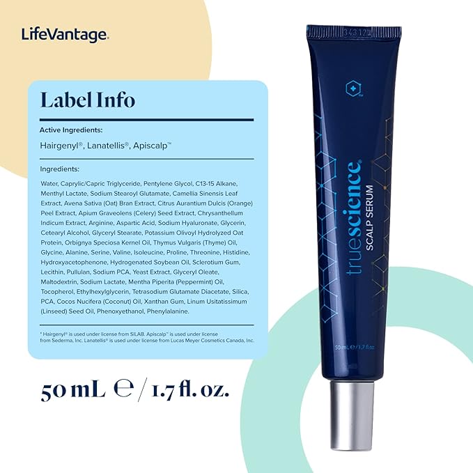 LifeVantage TrueScience Hair Care System Includes TrueScience Nourishing Hair Shampoo 250ml, Conditioner 250ml and Scalp Serum 50ml.