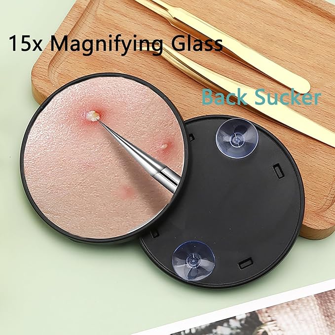 10 Pcs Acssart Blackhead Remover Tools, Acssart Stainless Steel Blackhead Remover Kit, Pimple Popper Tool Kit, Blackhead Tweezers with 15x Magnifying Glass, Metal Case