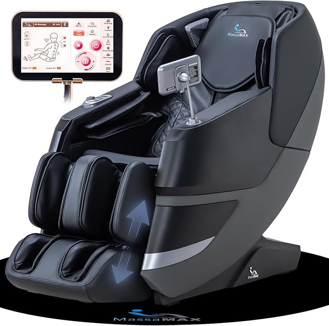 MassaMAX MT339 4D Massage Chair, Full Body Shiatsu Recliner with Auto Extendable Footrest, Zero Gravity, SL Track, Deep Yoga Stretch,15 Modes, AI Voice Control, Foot Rollers, and Heating (Deep Black)