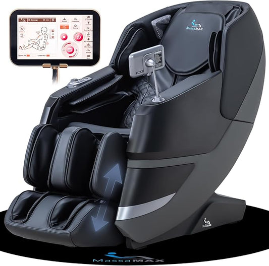 MassaMAX MT339 4D Massage Chair, Full Body Shiatsu Recliner with Auto Extendable Footrest, Zero Gravity, SL Track, Deep Yoga Stretch,15 Modes, AI Voice Control, Foot Rollers, and Heating (Deep Black)