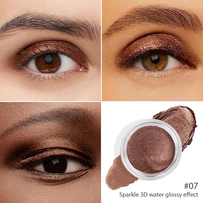 Dark Brown Mousse Single Eyeshadow Palette –Neutral Matte & Shimmer Eyeshadow,Mini Cream Glitter Eye shadow,Long Lasting Highly Pigmented Eye Makeup Compact Travel Siz Eye shadow for Older Women 07#