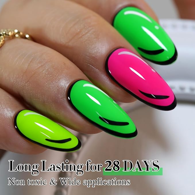 Double Rhythm Translucent Gel Polish Sheer Neutral Natural Light Milky Same Color Same Bottle 15ML Jelly UV Nail Polish Nail Art DIY at Home (Neon Glow Green-A1421)