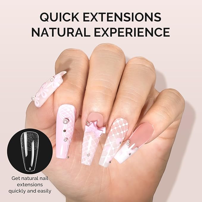 MelodySusie Long Coffin X Nail Tips - 300Pcs Clear Acrylic, Half Matte Full Cover Press on Nails for DIY Extension & Salon Use,15 Sizes Pre-Shaped for Long-Lasting Manicure