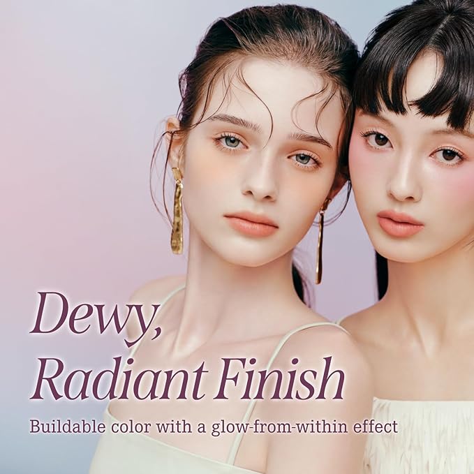 DEARDAHLIA Petal Drop Blush (Hazy) - Vegan Weightless Liquid Blush with Long-lasting Pigment, Buildable and Skincare-Infused Fomula. Natural Flush, and Dewy Finish. Korean Makeup for Cheeks. 0.14 oz