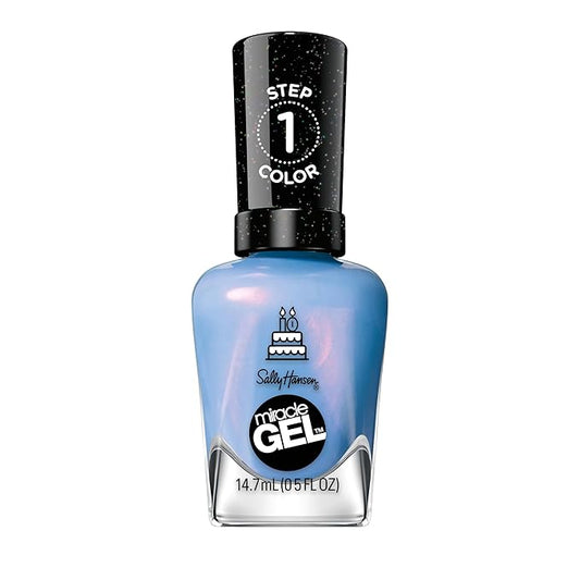 Sally Hansen Miracle Gel, One Gel of a Party - Sherbert Day, Long Lasting, No Lamp Needed, Blue Nail Polish