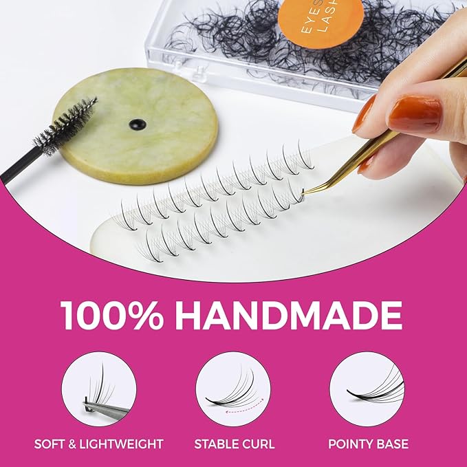 Eyesy Lash 500 Wispy Promade Fans - 5D 0.07 Size 11mm Curl C - Natural Wispy Lashes Loose Premade Lash Fans for Eyelash Extensions Handmade Pre Made Eyelashes for Spiky, Volume, Natural Look