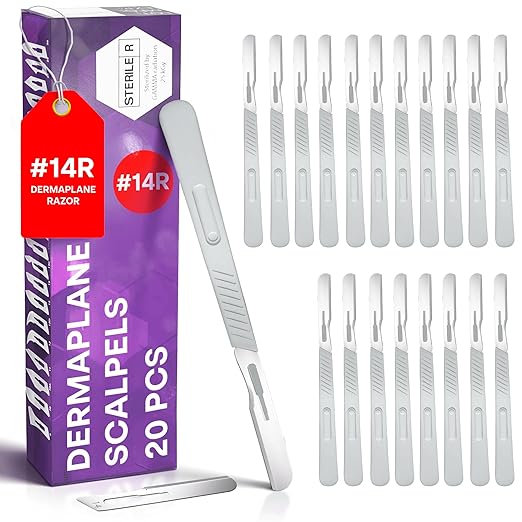 Disposable 14R Dermaplaning Razors - Pack of 20 Dermaplane Razor for Women Face, Dermaplaning Tool for Face, Dermaplane Scalpels