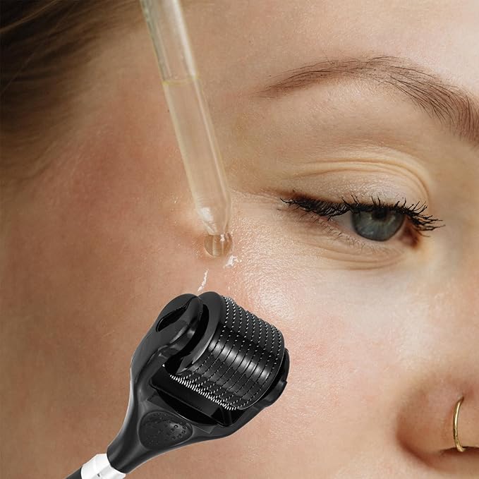 5 in 1 Derma Roller Kit with 0.3mm Microneedle Roller & Ice Roller for Face & Body/Beard & Hair, At-Home Beauty Tool Set