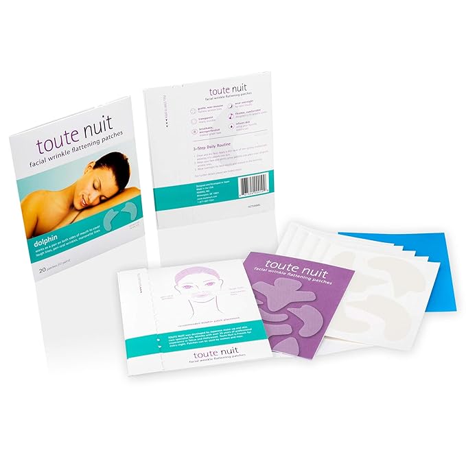 Toute Nuit Wrinkle Patches – Dolphin – Face Tape for Around the Mouth – Hypoallergenic Anti Wrinkle Patches – 20 Count, Made in USA