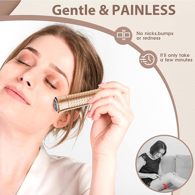 Upgrade Facial Hair Removal for Women, Rechargeable Hair Removal Device, Painless Face Electric Razor/Shaver for Lip, Arms, Face, Peach Fuzz (Coppery)