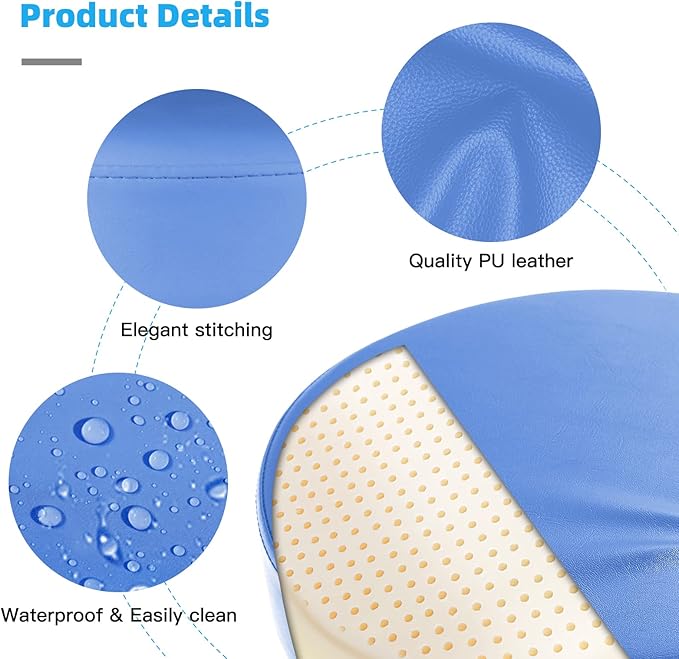 Rolling Stool with Wheels 400lbs Weight Capacity,Heavy Duty Lash Chair Adjustable for Tatoo Lab Massage Salon Spa Drafting Nail Teach,360 Swivel,Leather,Thick Seat Padding (Blue)