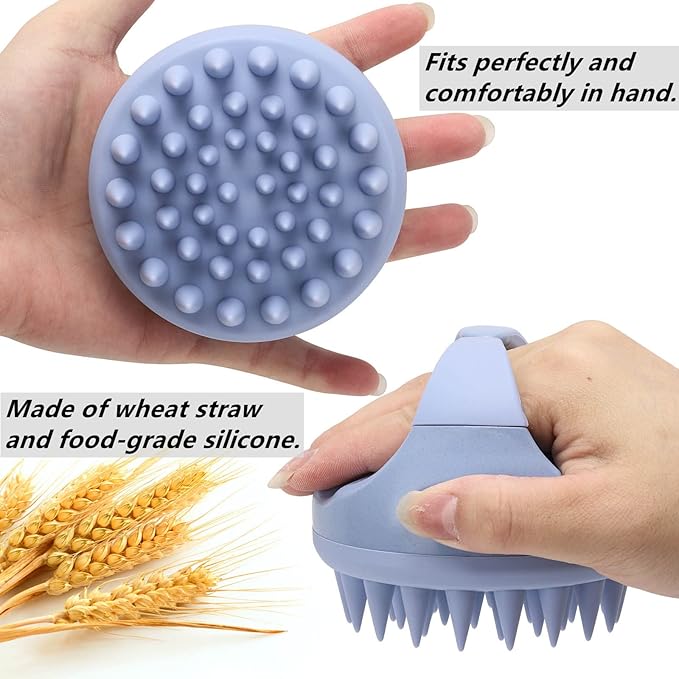 Silicone Hair Scalp Massager Shampoo Brush Scalp Scrubber Hair Washing Brush Exfoliating Brush Head Scrubber for Shower - Blue