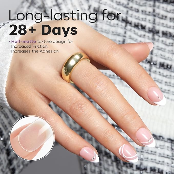 Modelones Extra Short Almond Fake Nail Tips - 510Pcs Gel Tips Pre-shaped Half Matte Full Cover Clear Acrylic Gel Kit False Press on Nails for Extension DIY Salon 15Sizes