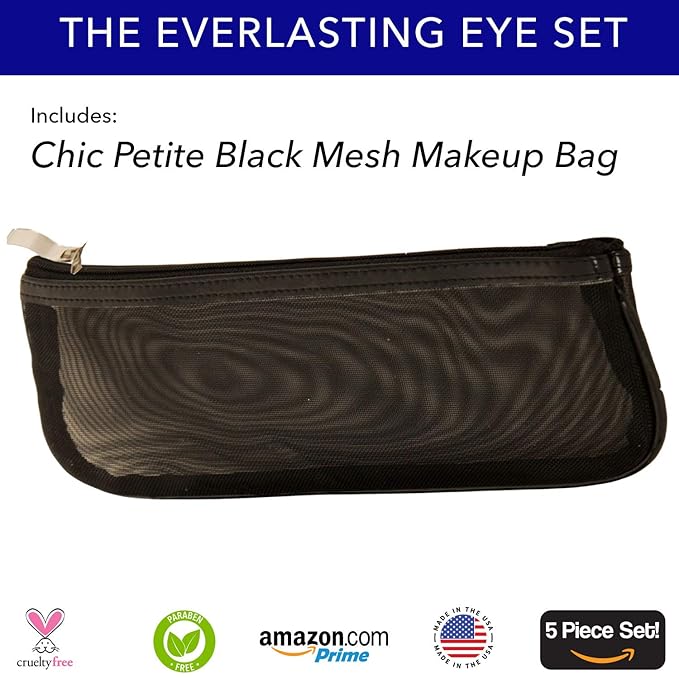 The Everlasting Eye 5 Piece Waterproof Makeup Set. Gel Eyeliner, Creme Eyeshadow, 2 brushes and Mesh Bag. Paraben-free, Talc-free, Cruelty-free. Brighten Up/Chocolate Kiss 2202