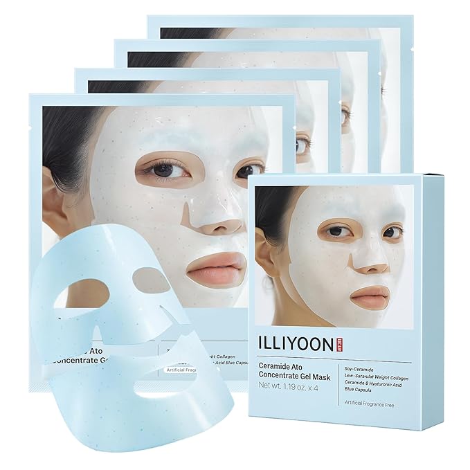 Illiyoon Ceramide Ato Soothing Gel 5.9 Fl Oz with Ceramide Ato Concentrate Gel Mask 4ea