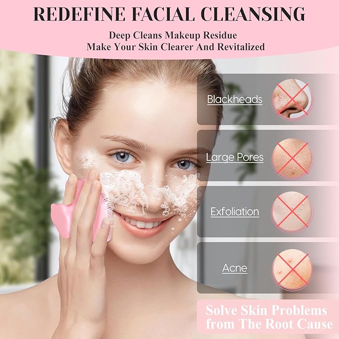 VWMYQ Silicone Face Scrubber - Exfoliating Face Scrubber for Women and Man, Gentle Facial Cleansing Brush Blackhead Acne Pore Pad Cradle Cap, Manual Soft Face Wash Brush for Deep Skin Care