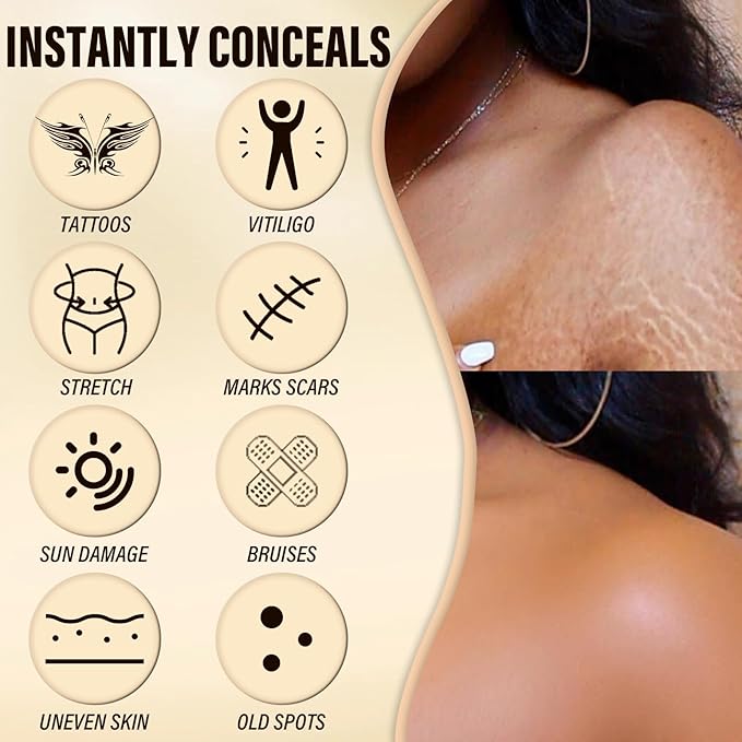 Legs Makeup Waterproof with Brush, No Transfer Body Concealer, Coverage for Vein, Scar, Tattoo for All Skin Tones, 100ML (BRONZE)