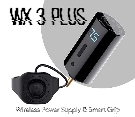 WX-3 Plus Wireless Mini Battery Pack Professional Power Supply w/Machine Mountable Smart Switch Grip, Backlit LED Digital Display, 1450mAh Capacity (RCA Connector)