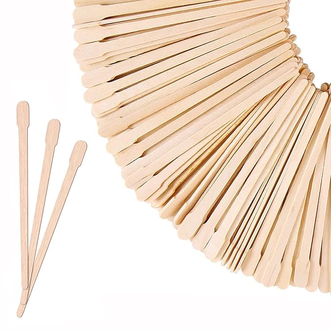 Mibly 250 Pcs Wooden Wax Sticks - Eyebrow, Lip, Nose Small Waxing Applicator Sticks for Hair Removal and Smooth Skin - Spa and Home Usage