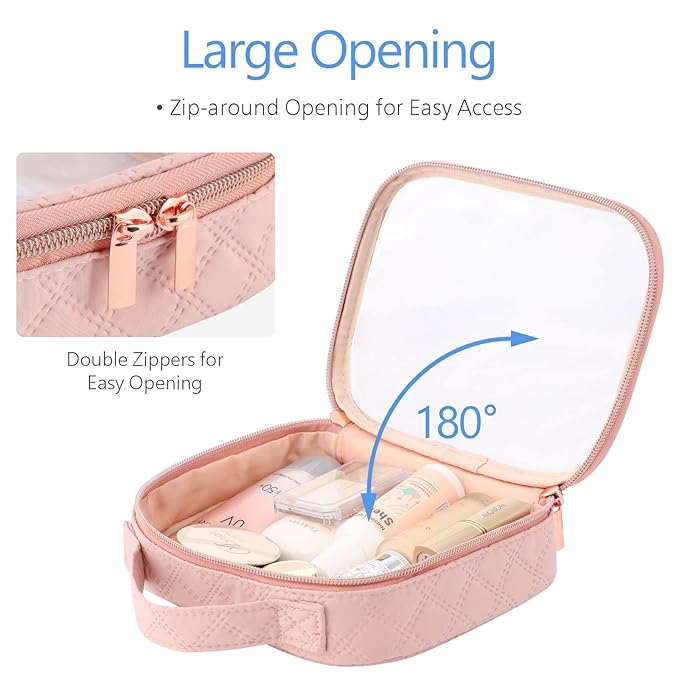 PACKISM TSA Approved Toiletry Bag, 3 Pack Clear Makeup Bags with Handle Large Opening, Clear Toiletry Bags Fit Carry-on Travel Essentials, Quart-sized Travel Bags for Toiletries, Rose Pink