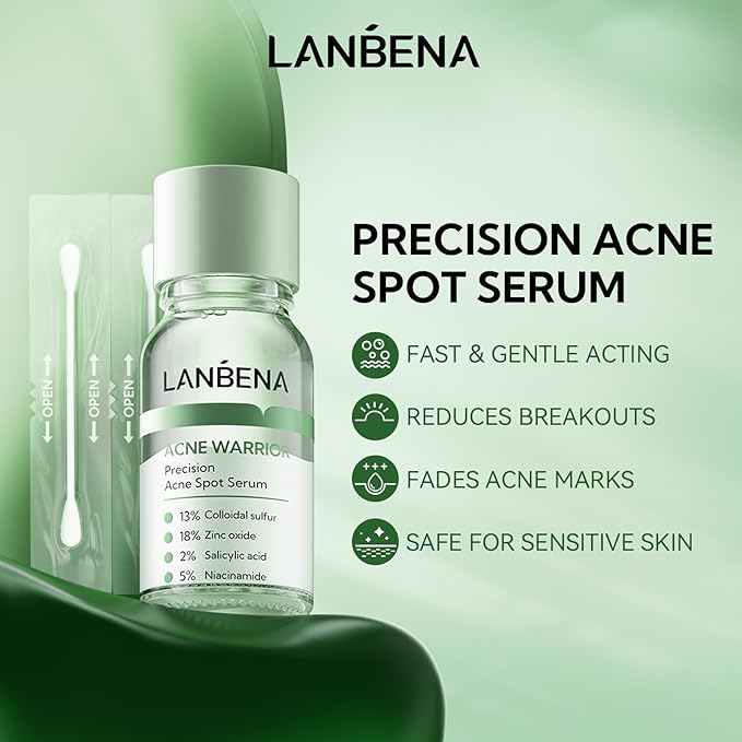 LANBENA Precision Acne Spot Serum, Acne Drying Lotion, Overnight Acne Treatment For Face, Dry Out Pimples, Blemishes, Zits And Clean Pores, 0.42 Fl Oz