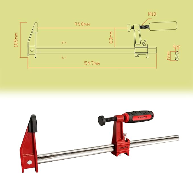 HimaPro 18 Inch Bar Clamp Set, 2 Pack 600 lbs Load Limit Medium Duty Quick Release Steel F Clamp, Ideal for Woodworking, Metalworking, and DIY Projects