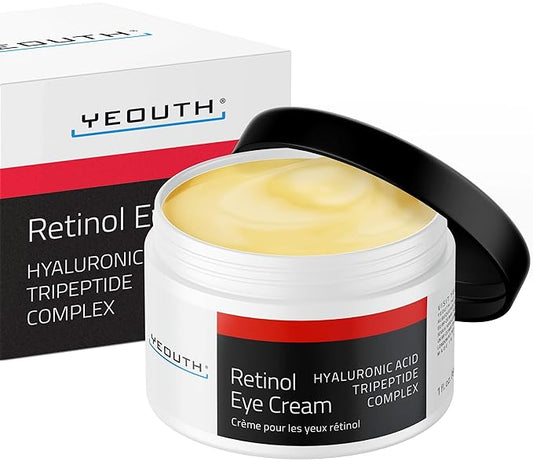 YEOUTH Retinol Eye Cream with Hyaluronic Acid, Hydrating Under Eye Cream for a Refreshed Appearance, Retinol Cream for Face, Eye Care 1oz