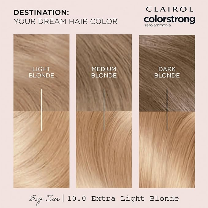 Clairol ColorStrong Permanent Zero Ammonia Hair Dye, 10.0 Extra Light Blonde - Big Sur Hair Color, Pack of 1