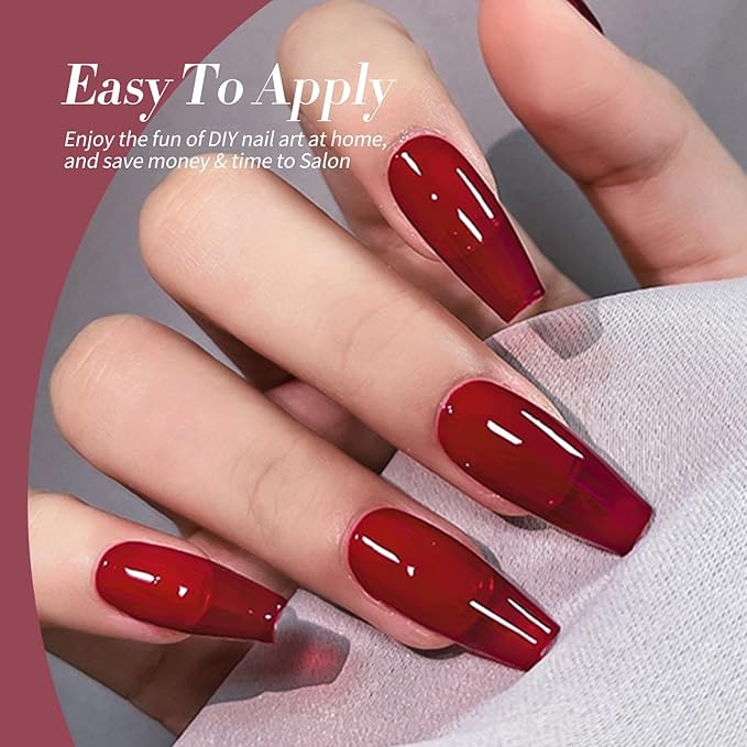 Born Pretty Jelly Red Burgundy Gel Nail Polish Christmas Ruby Blood Red Glitter Cat Magnetic Eye Gel Nail Polish Cherry Wine Gel Polish Collection Soak Off U v Led Gel Nail Kit Minicure DIY Gift 6PCS