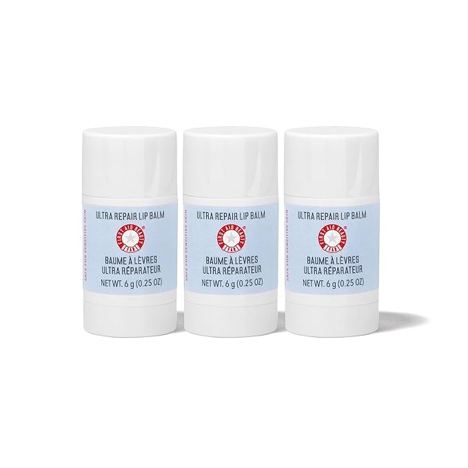 First Aid Beauty Ultra Repair Lip Balm – Instantly Hydrates to Leave Lips Soft, Supple + Plump – Concentrated Formula of Botanical Oils, Butters + Waxes – Three Pack, 3 * 0.25 oz