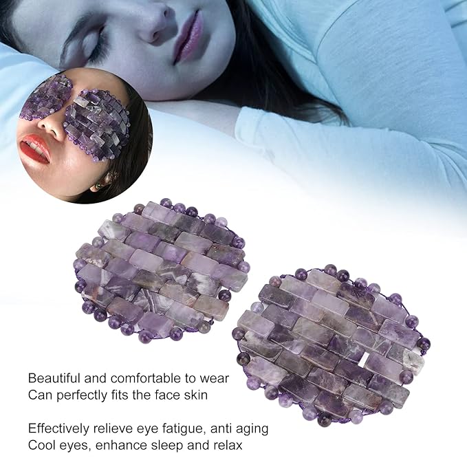 Jade Eye Mask, Amethyst Eye Pack Wrinkle Puff Elimination Dark Circles Fading Quartz Stone Eye Patch Jadestone Eye Massager Relieve Eye Fatigue